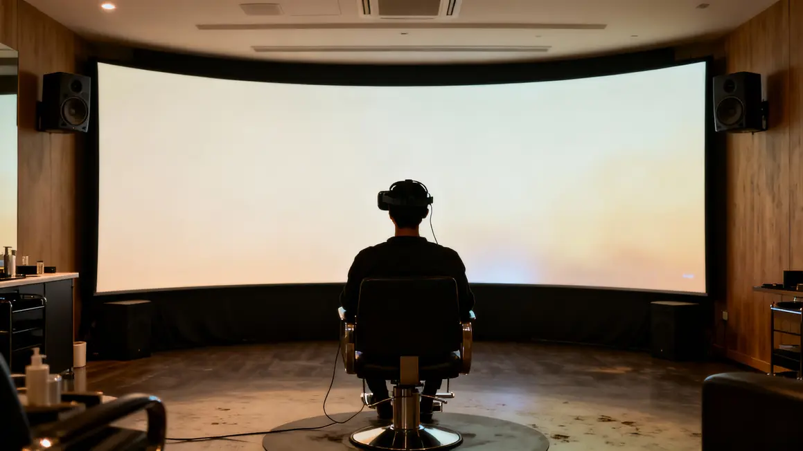 Salon VR cinéma grand écran incurvé