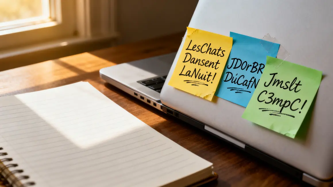 bloc-notes avec exemples de mots de passe mémorisables